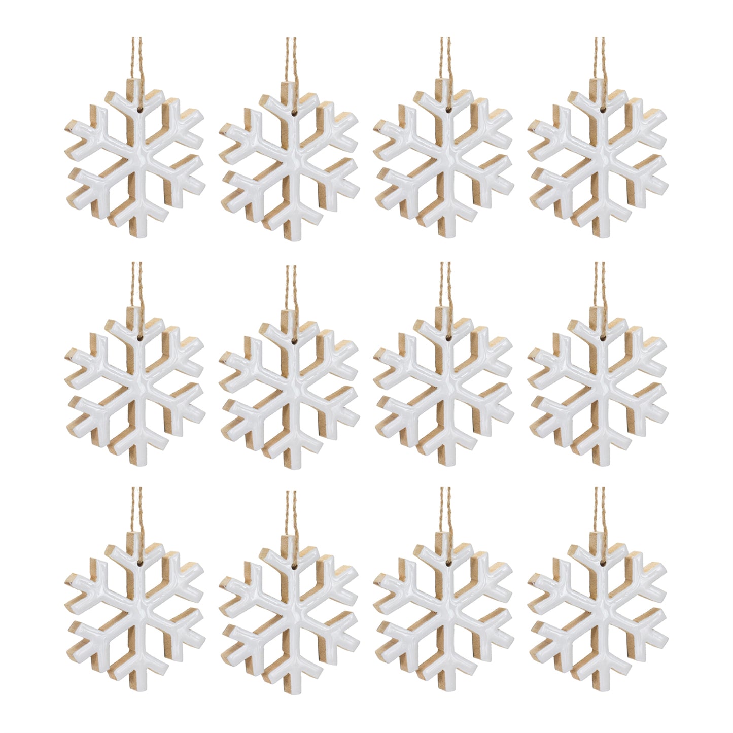 Wood Snowflake Ornament (Set of 12)
