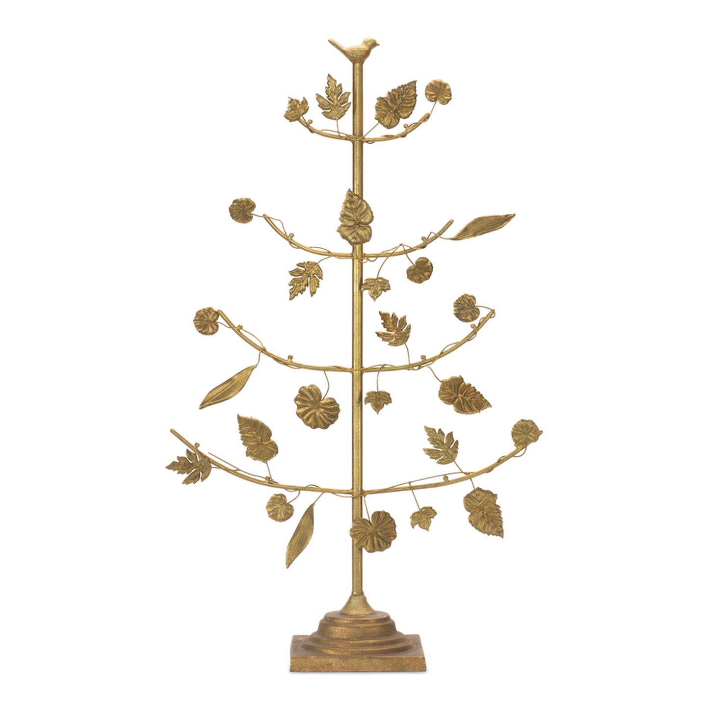 Modern Gold Metal Christmas Tree with Leaf Design 36.5"H