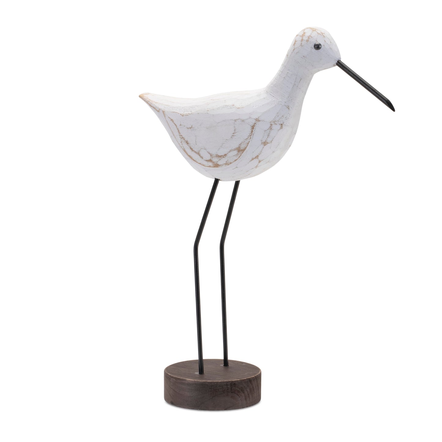 Carved Wood Sea Bird with Metal Stand (Set of 2)