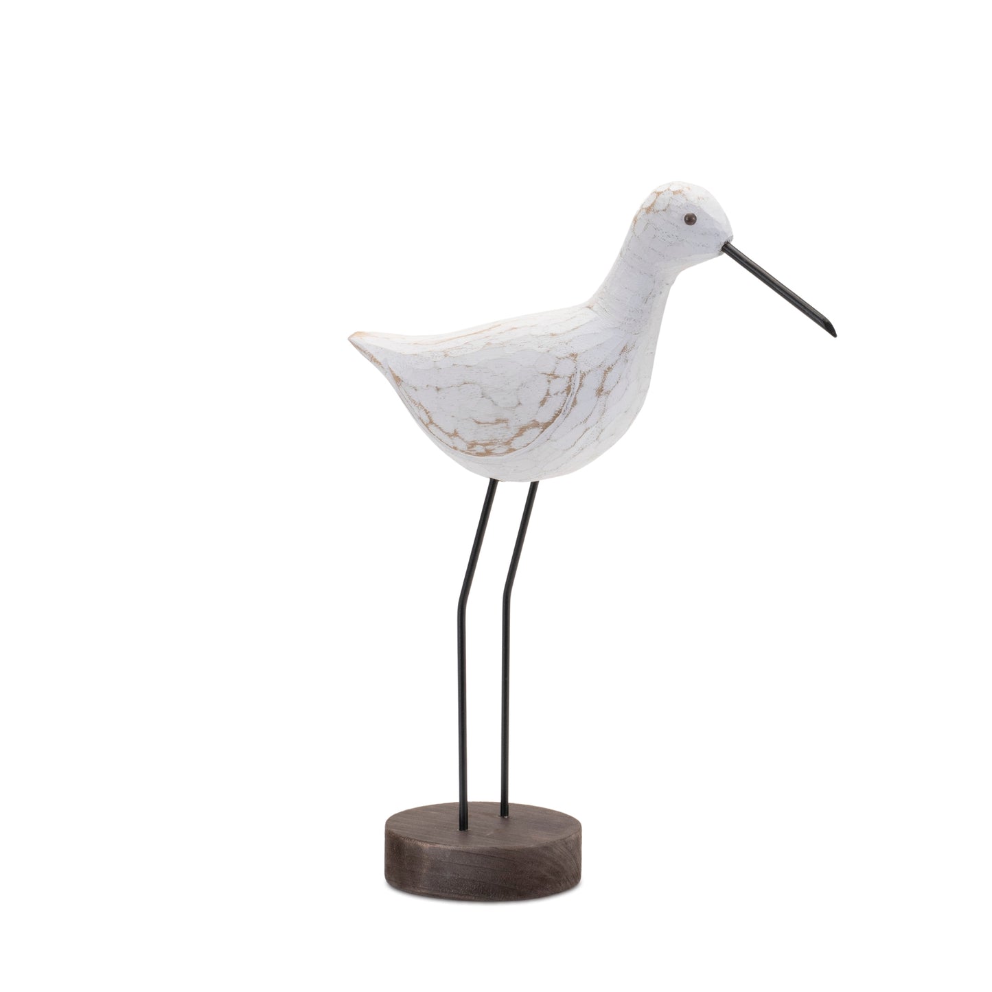Carved Wood Sea Bird with Metal Stand (Set of 2)