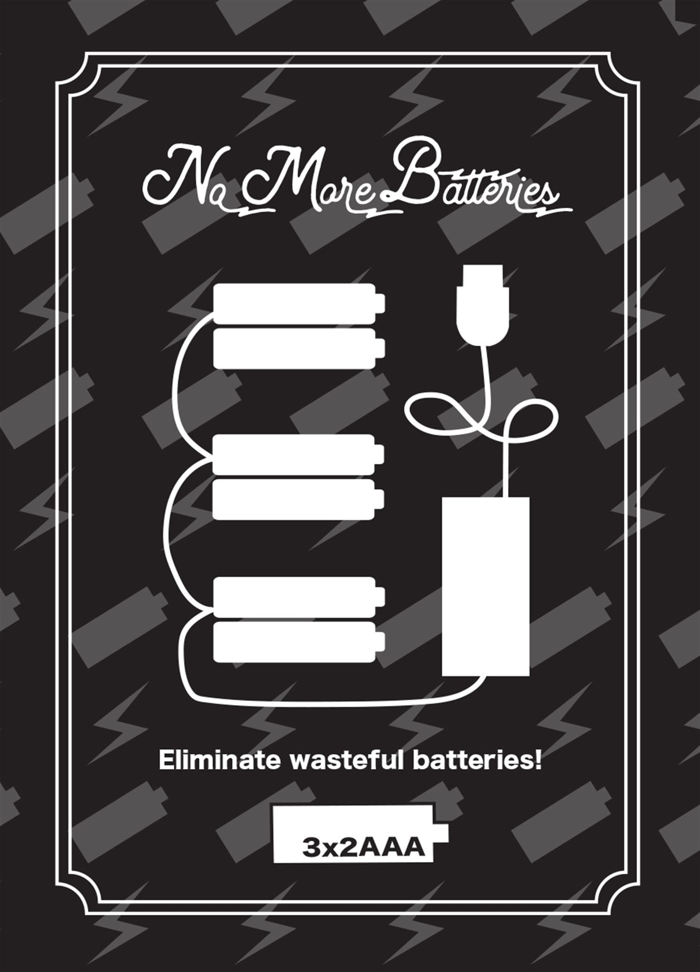 No More Batteries 2 AAA Replacement w/ 3 to 1 Connector (Set of 2)