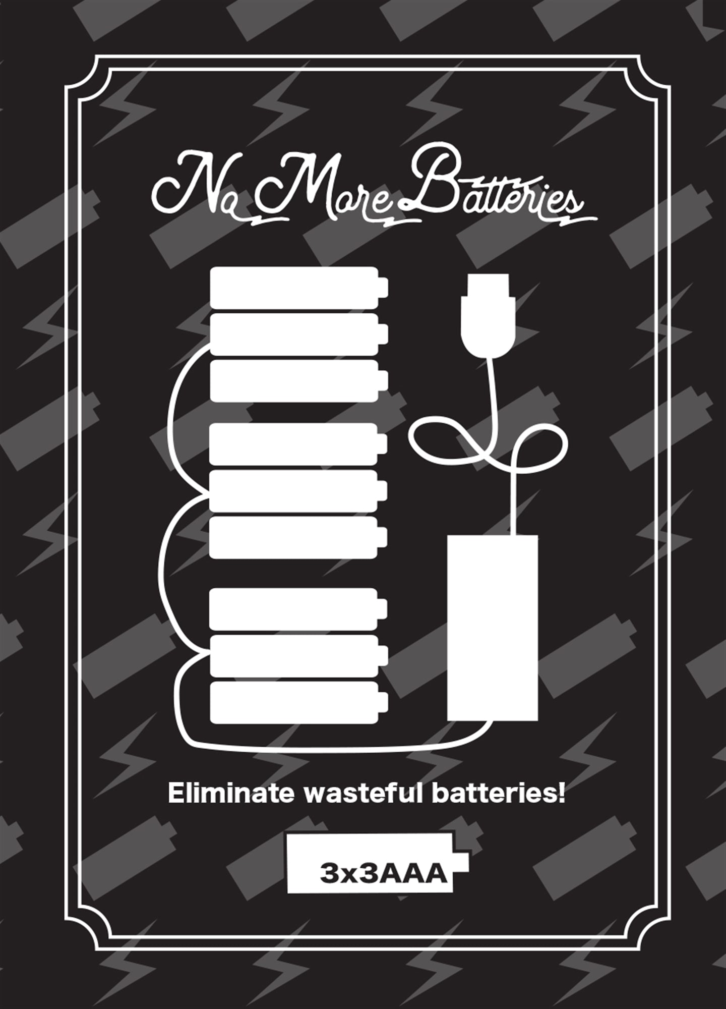 No More Batteries 3 AAA Replacement w/ 3 to 1 Connector (Set of 2)