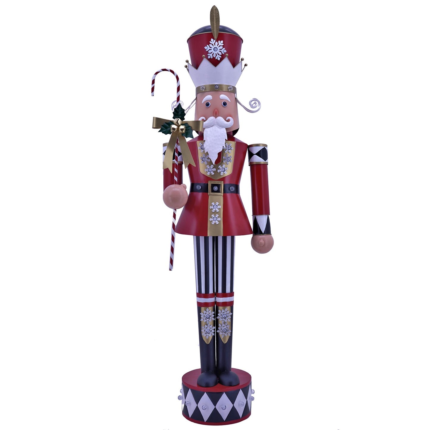 61" Tall Iron Christmas Nutcracker with Candy Cane & LED Light "Harry"
