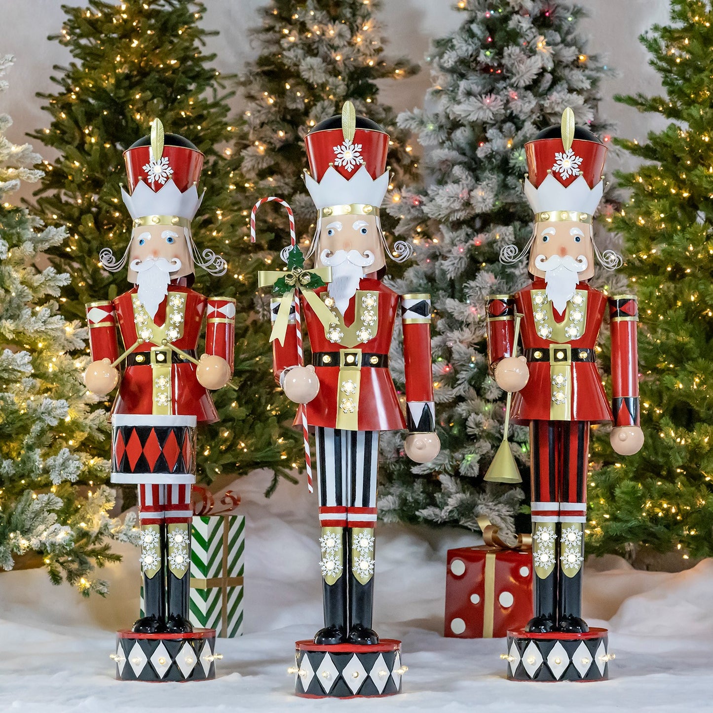 61" Tall Iron Christmas Nutcracker with Drum & LED Lights "George"