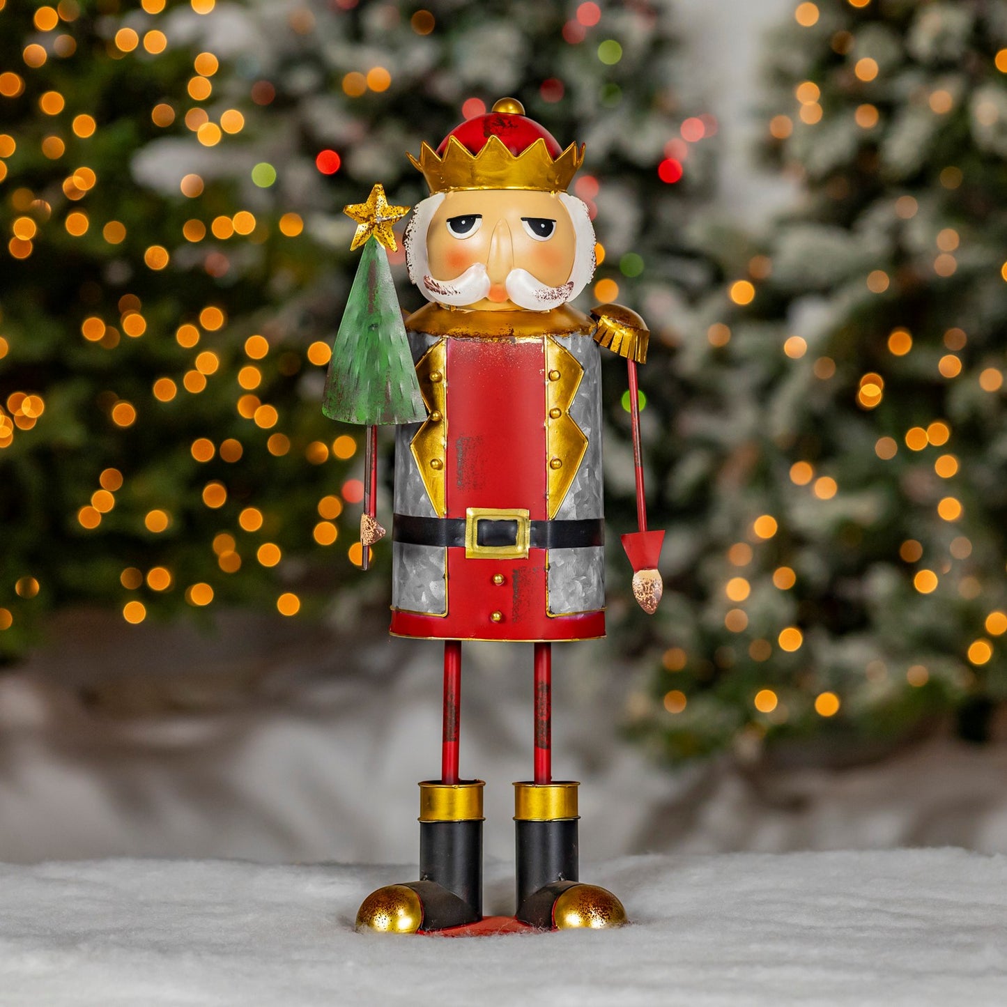 19.25" Tall Metal Nutcracker Figurine with Christmas Tree "Fritz"