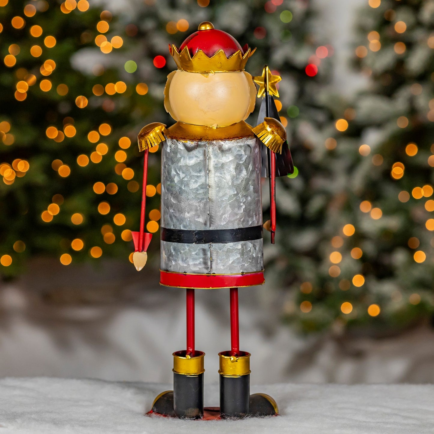 19.25" Tall Metal Nutcracker Figurine with Christmas Tree "Fritz"