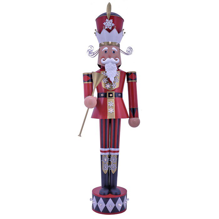 Large Iron Christmas Nutcracker David with Trumpet & LED Lights