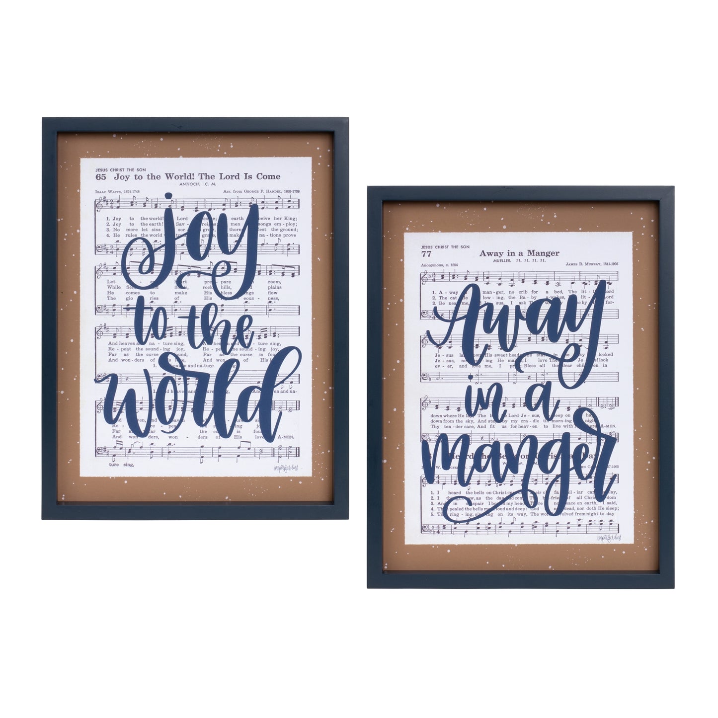 Wood Framed Christmas Carol Sentiment Wall Sign (Set of 2)