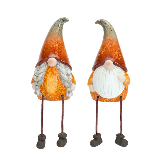 Terra Cotta Pumpkin Gnome with Dangle Legs (Set of 2)