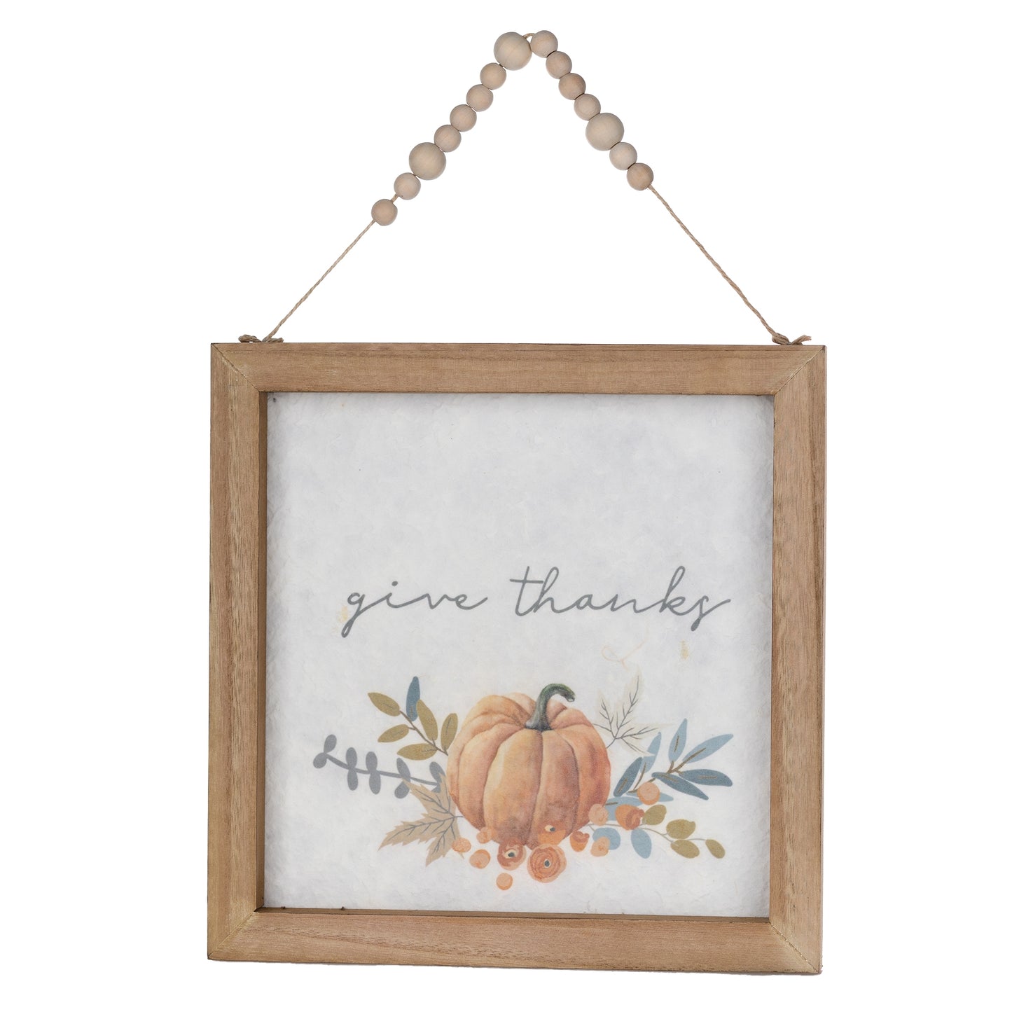 Wood Beaded Hanging Harvest Grateful Thankful Sentiment (Set of 2)