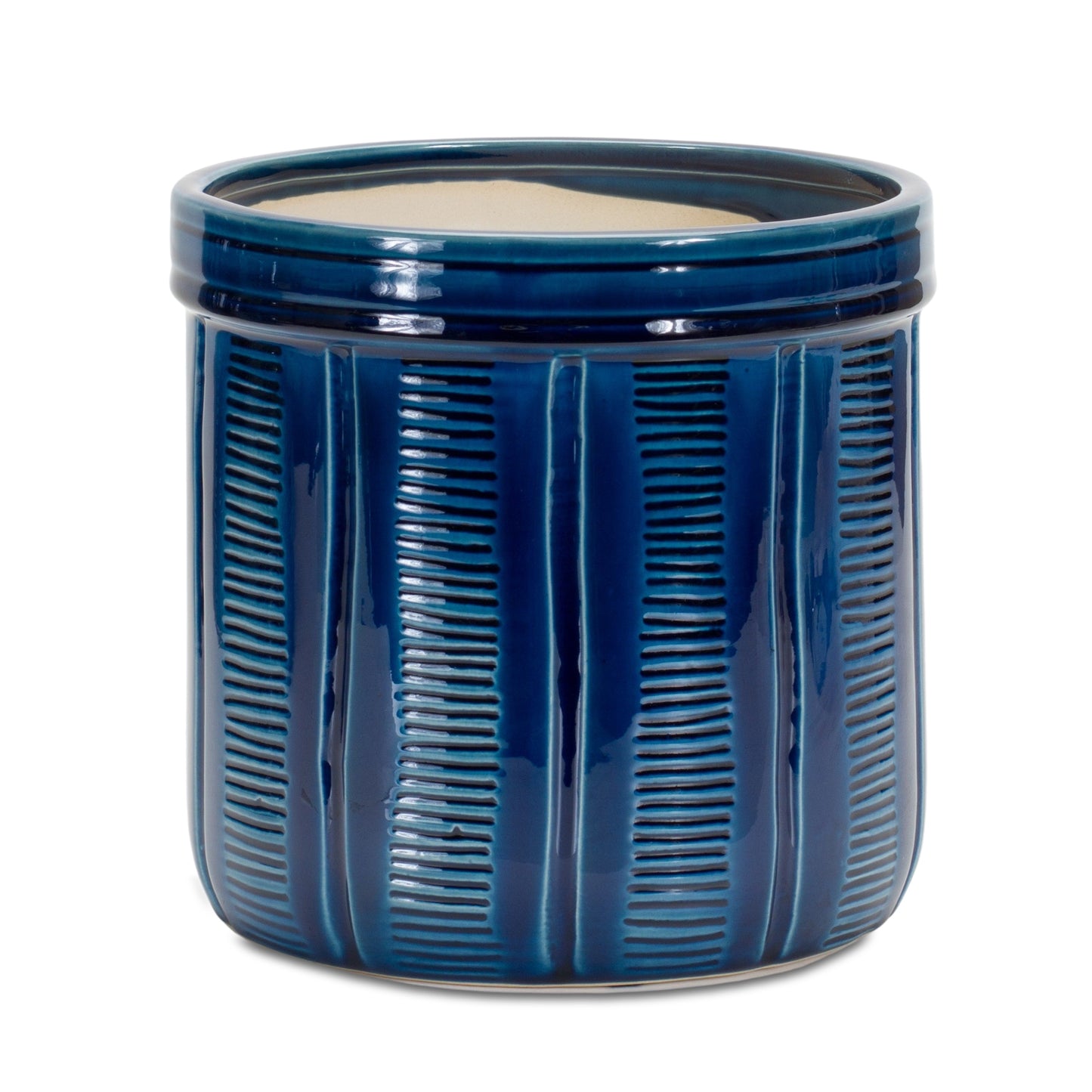  Trendy Blue Etched Ceramic Planter with Terra Cotta Pot Aesthetics