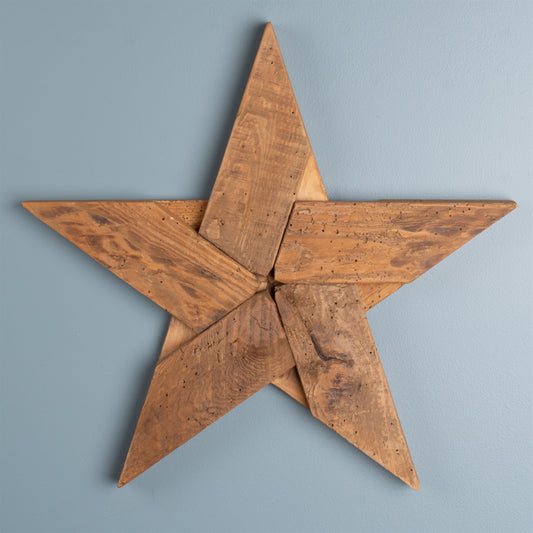  Rustic Pine Wood Star Decor (Set of 2)