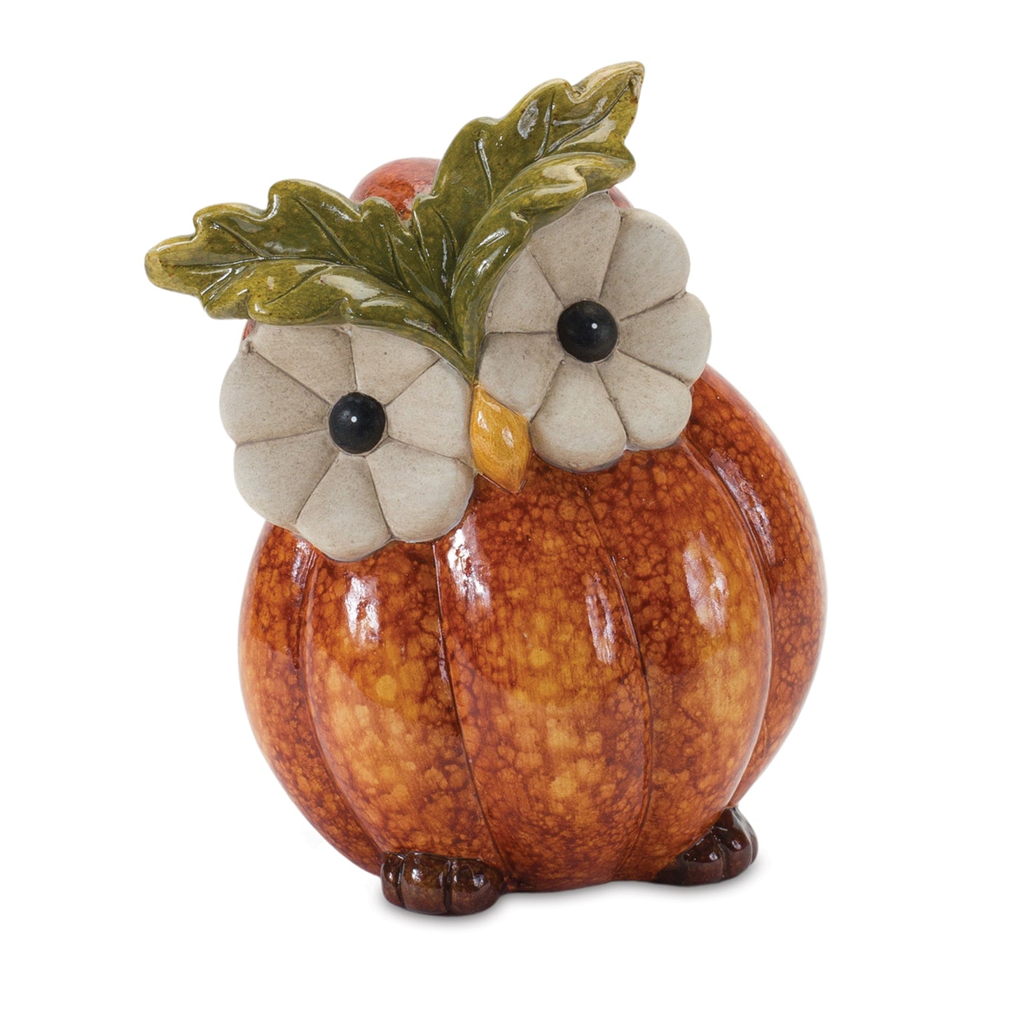 Terra Cotta Pumpkin Owl Figurine (Set of 2)