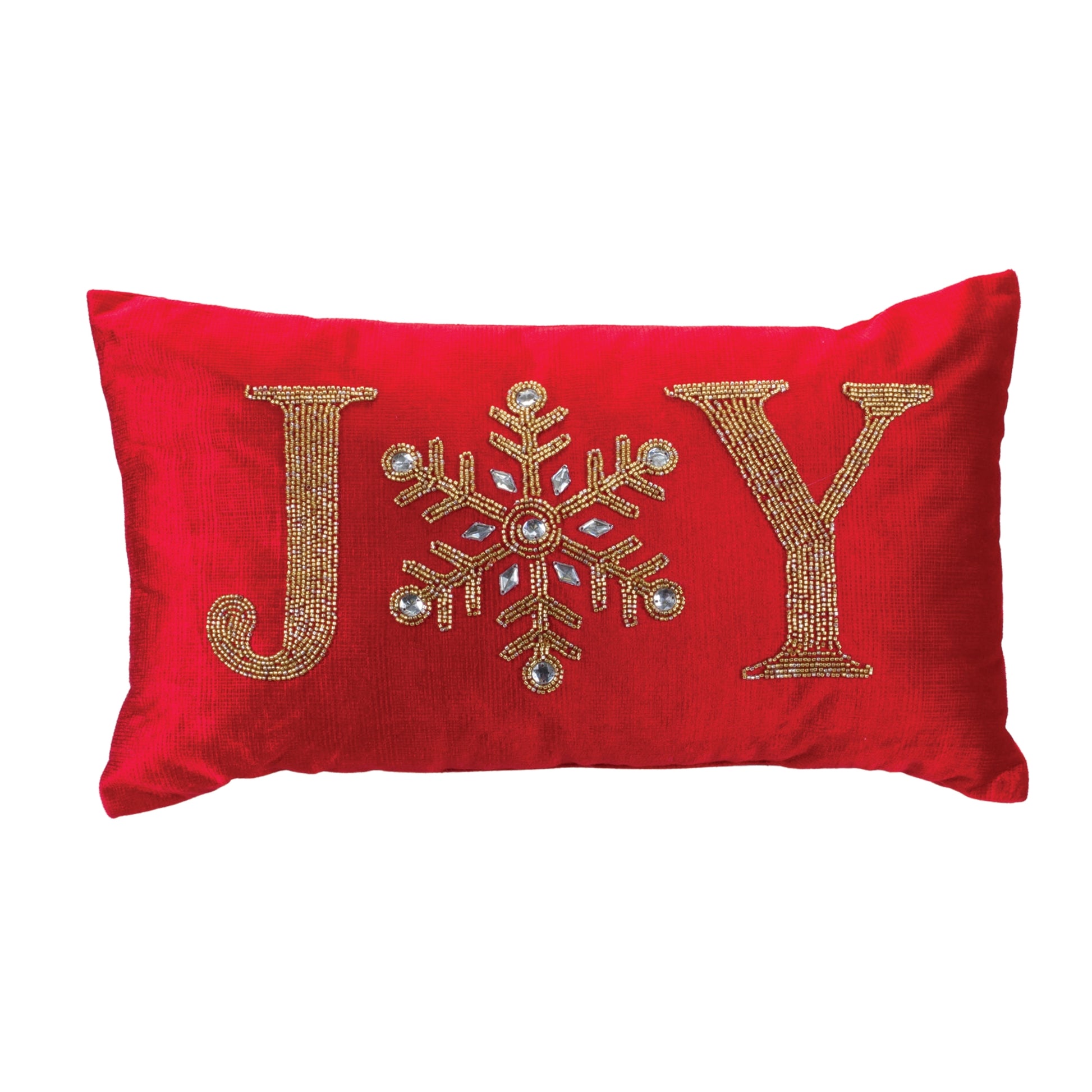 Elegant Holiday Pillow with Beaded Joy and Noel Design(Set of 2