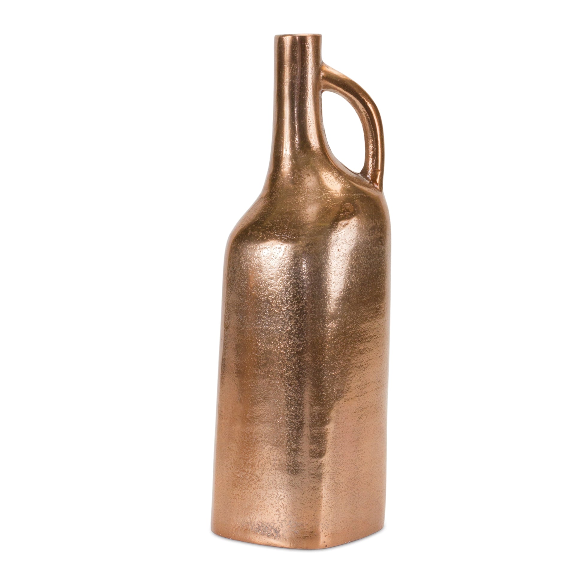 Copper Water Bottle with Handcrafted Metal Vase Design 12"H