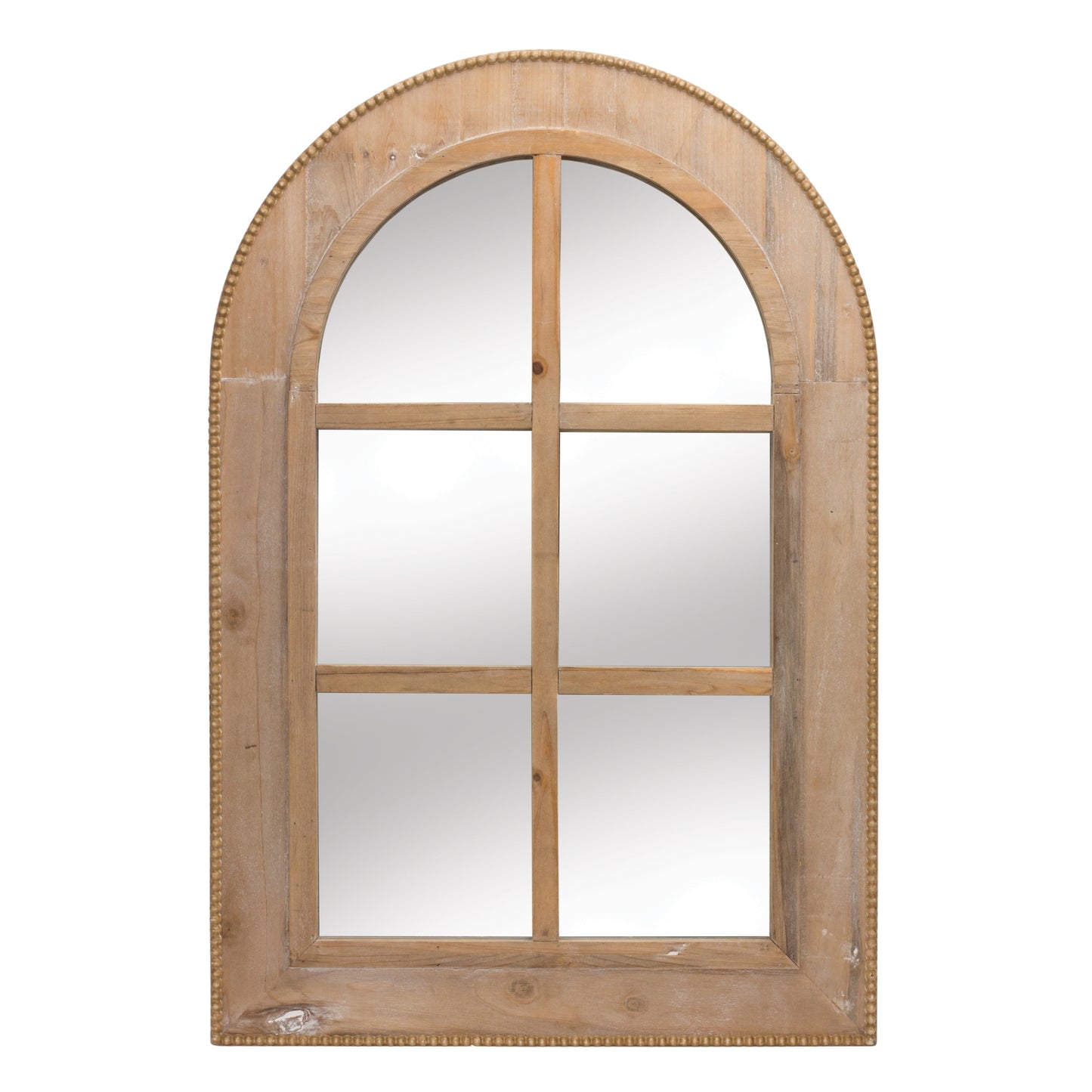 Beaded Wood Arch Mirror 35.5"H