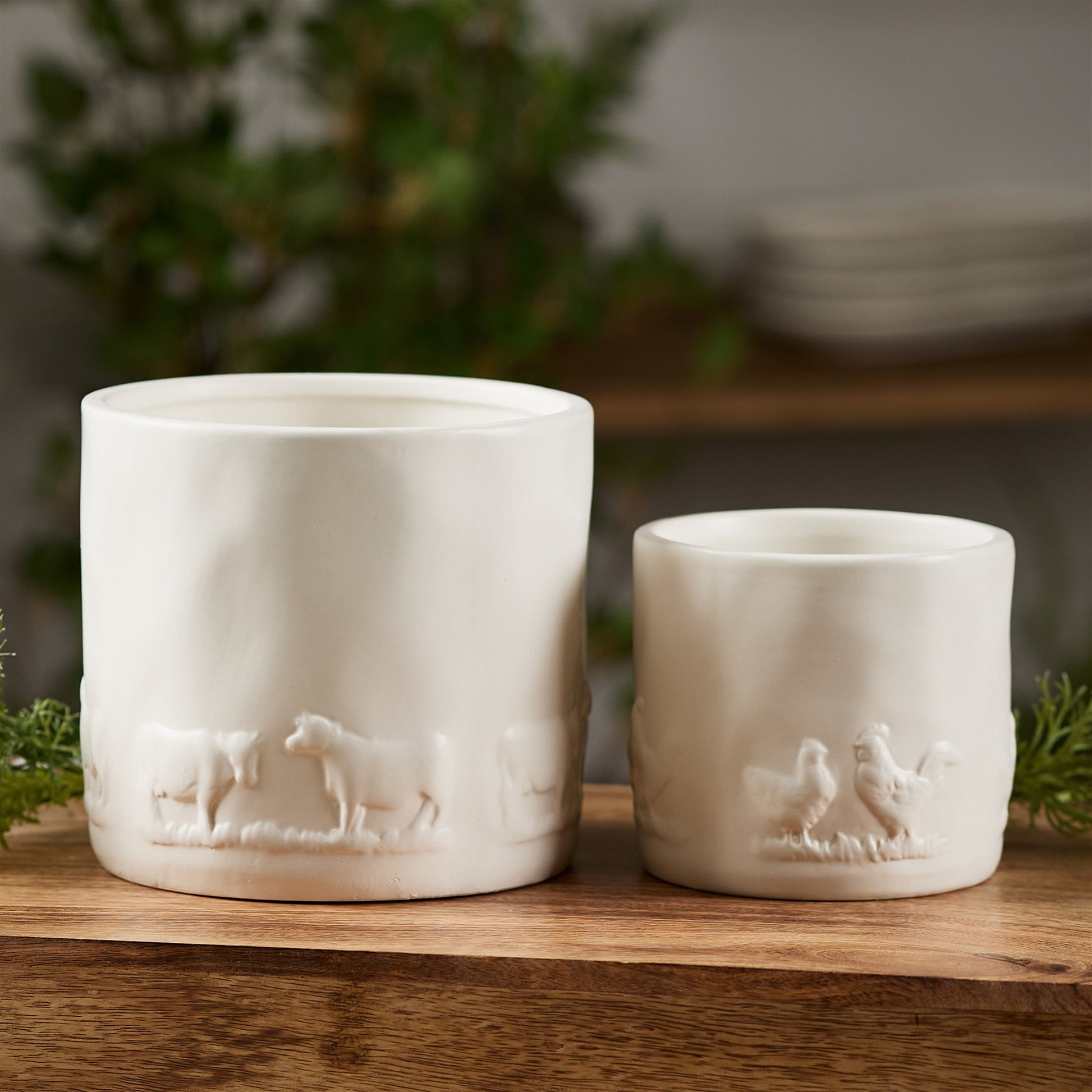  Charming Set of Handcrafted Ceramic Farm Animal Planters (Set of 2)