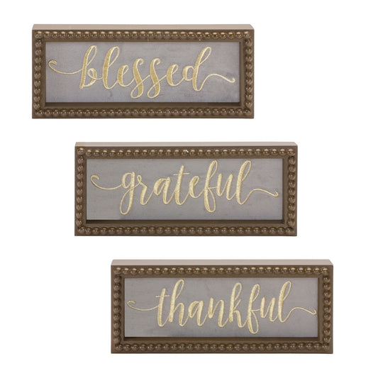 Framed Thankful Grateful Sentiment Sign (Set of 3)