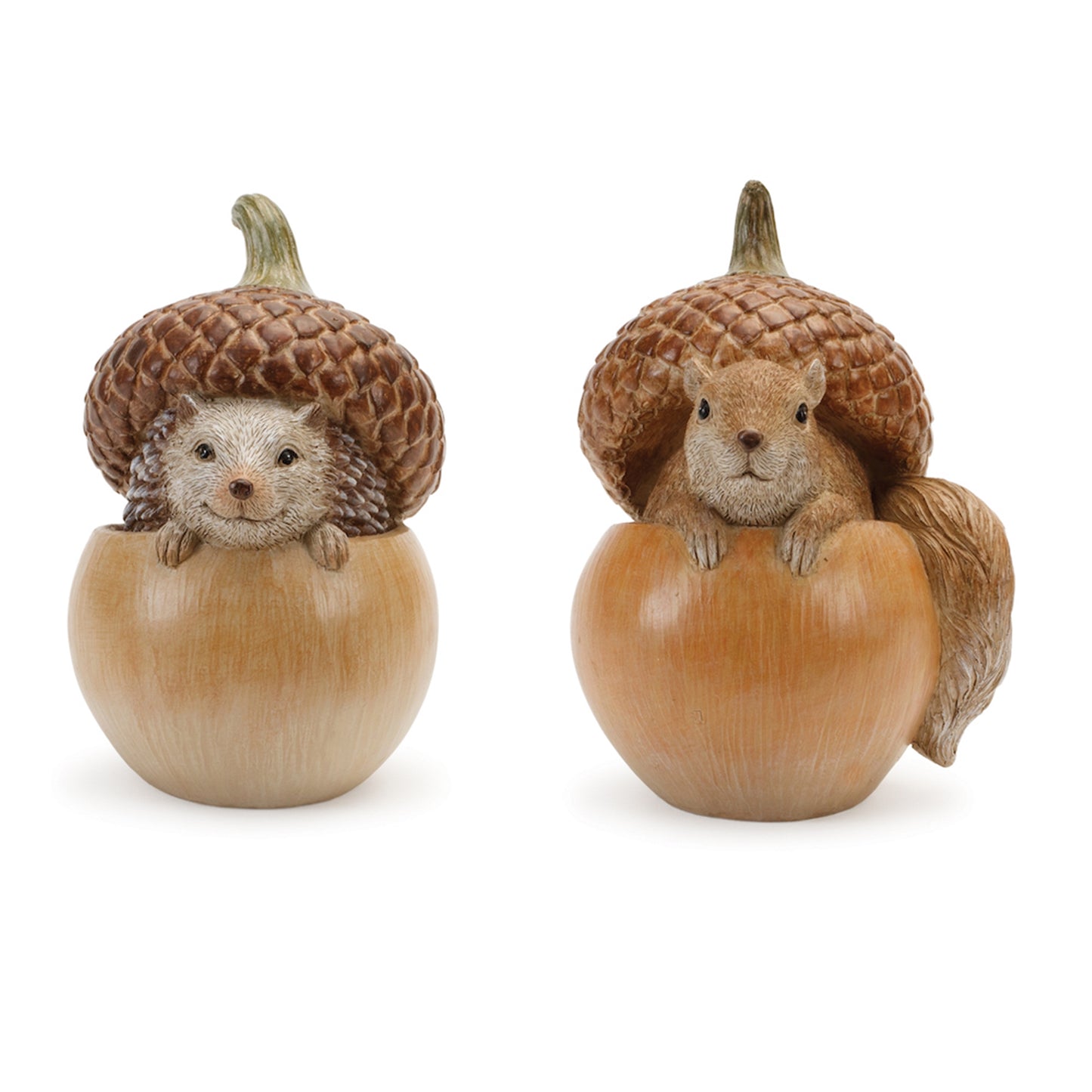 Fall Squirrel and Hedgehog Acorn Figurine (Set of 2)