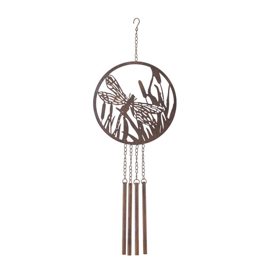 Bronze Metal Dragonfly Wind Chime 33"H