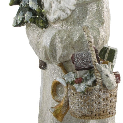 37" Tall Olde World Santa Claus Holding Christmas Tree & Basket