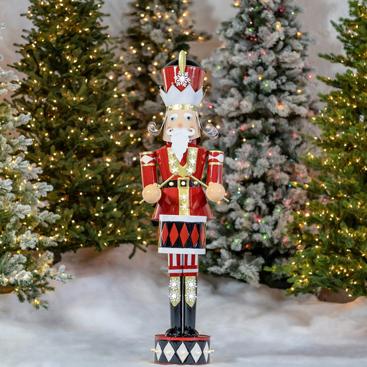 61" Tall Iron Christmas Nutcracker with Drum & LED Lights "George"