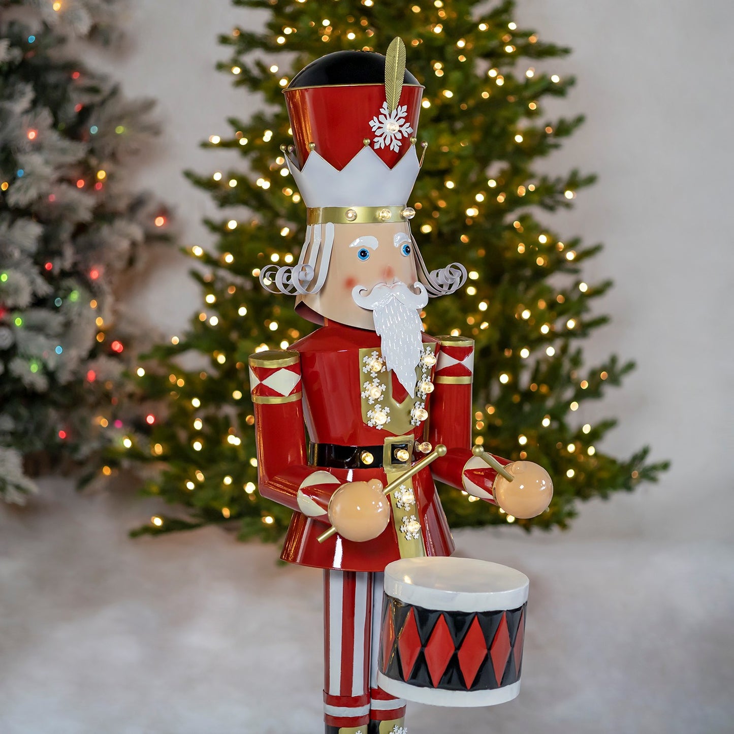 61" Tall Iron Christmas Nutcracker with Drum & LED Lights "George"