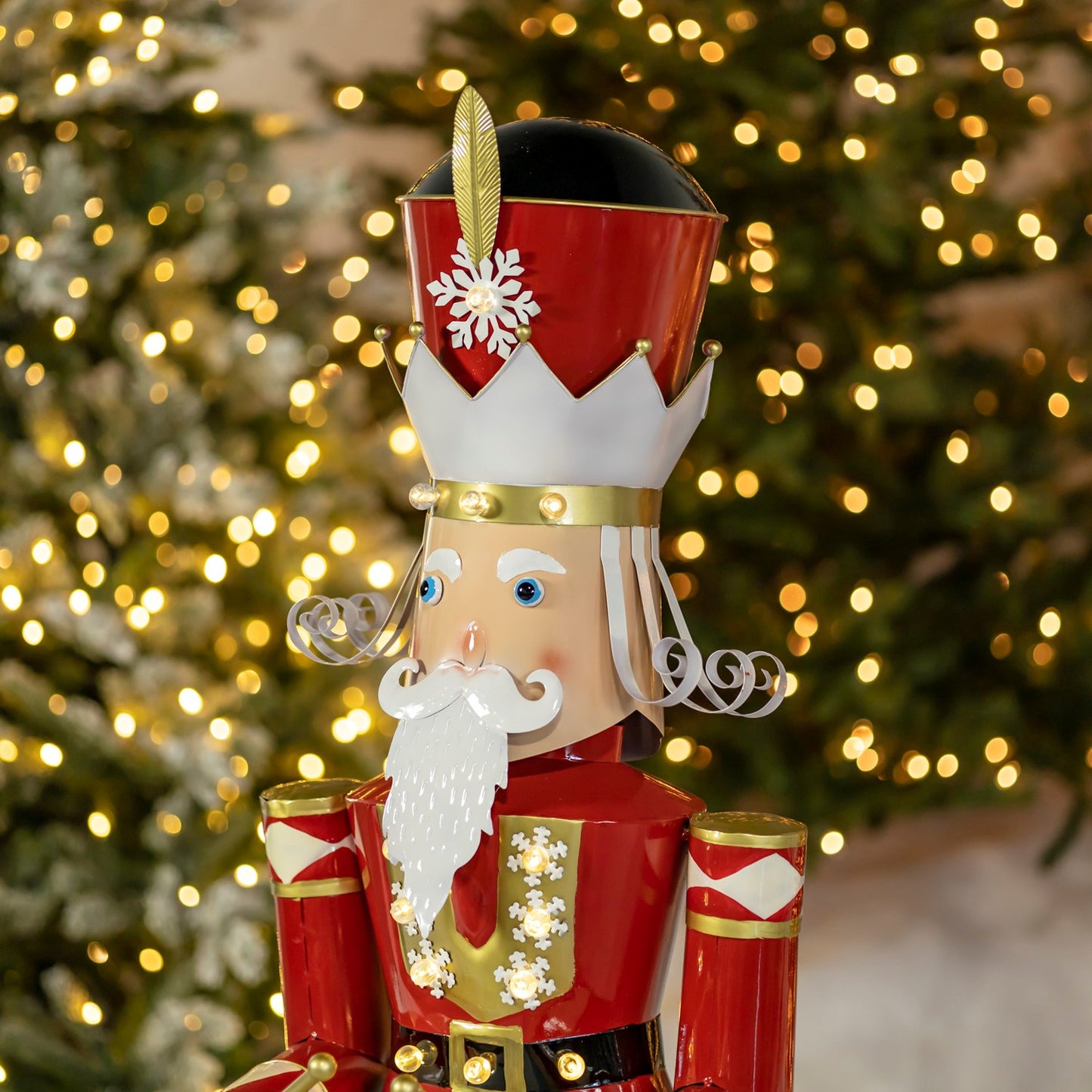 61" Tall Iron Christmas Nutcracker with Drum & LED Lights "George"