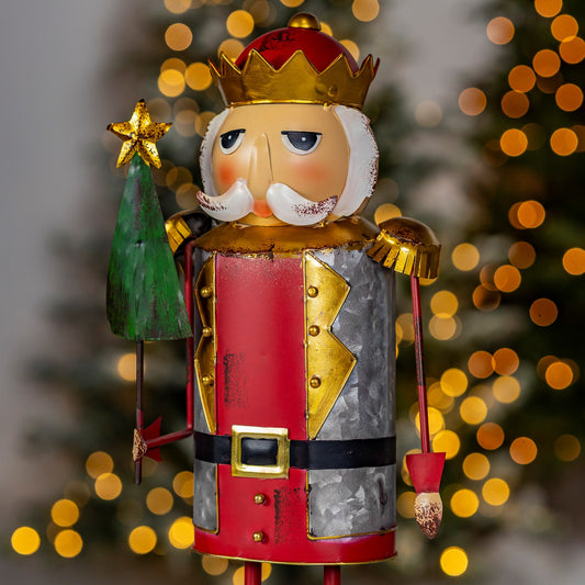 19.25" Tall Metal Nutcracker Figurine with Christmas Tree "Fritz"