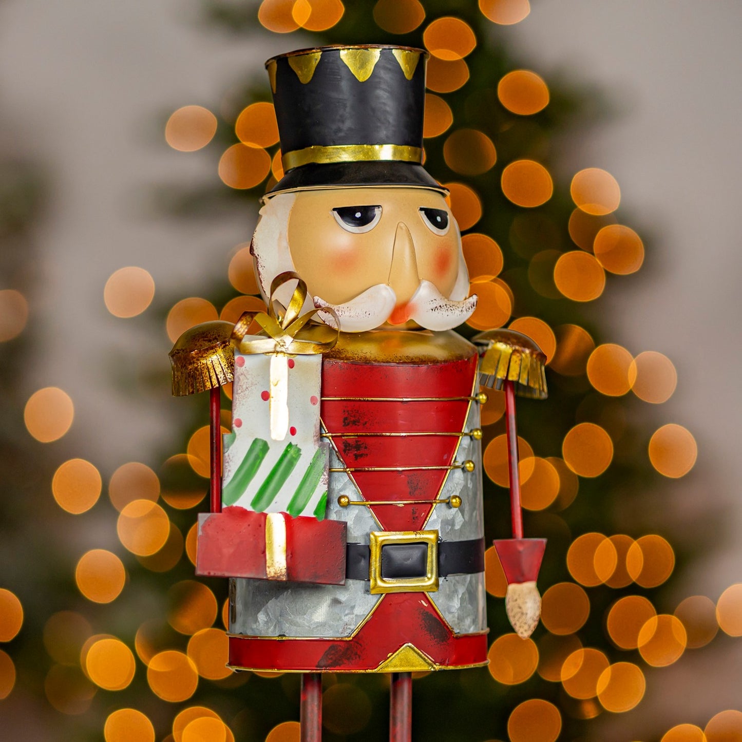 17.25" Tall Metal Nutcracker Figurine with Gifts "Nikolai