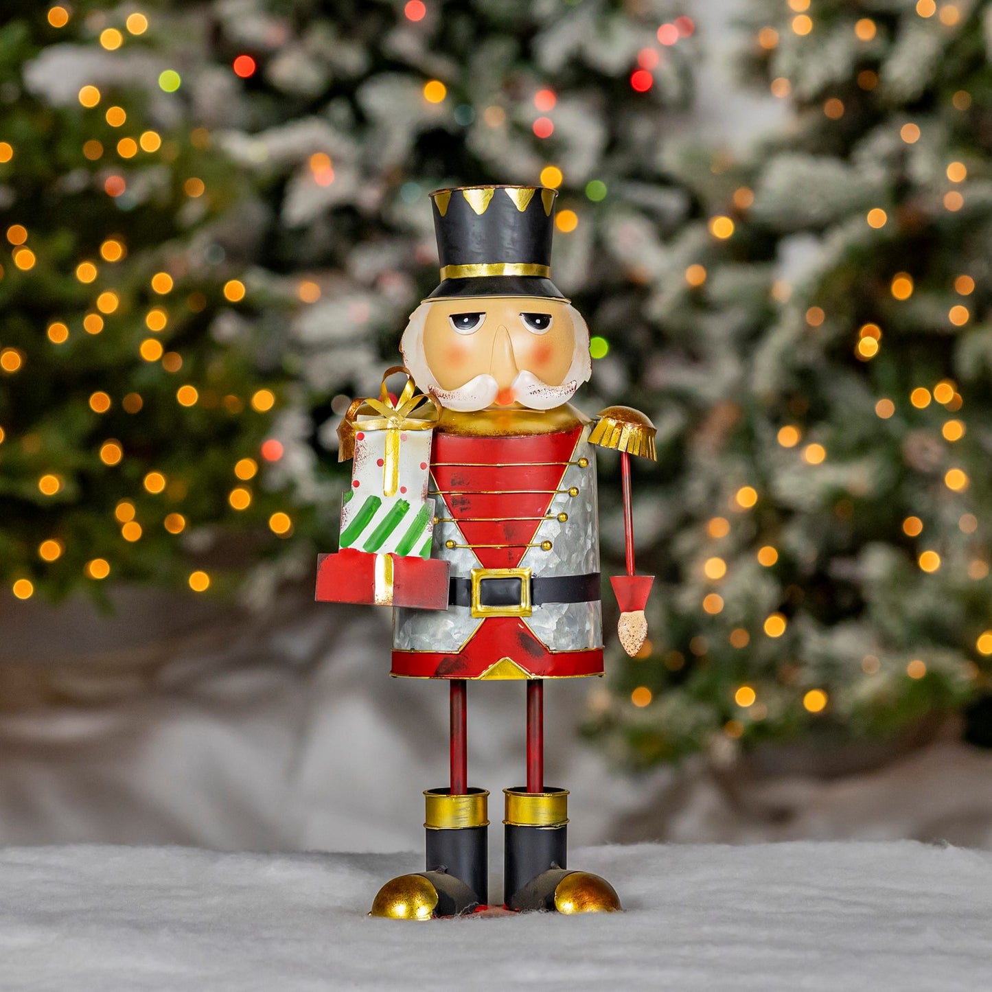 17.25" Tall Metal Nutcracker Figurine with Gifts "Nikolai