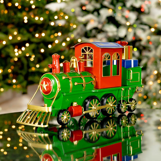 17" Long Iron Tabletop Christmas Train Decoration "Special Delivery"