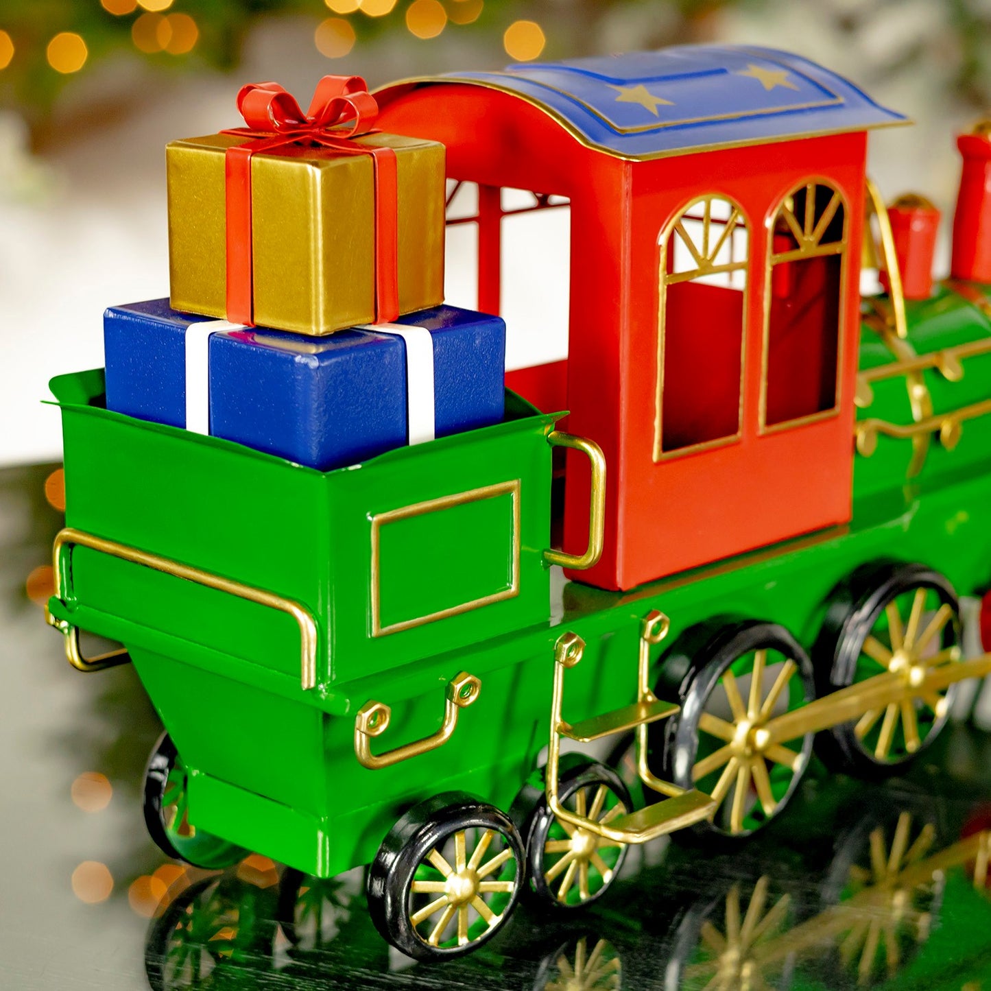 17" Long Iron Tabletop Christmas Train Decoration "Special Delivery"