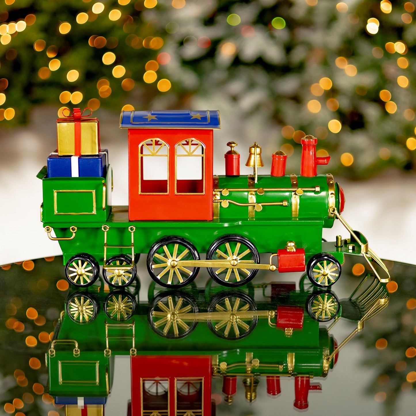 17" Long Iron Tabletop Christmas Train Decoration "Special Delivery"