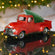 15" Distressed Red Iron Pickup Truck with Christmas Tree