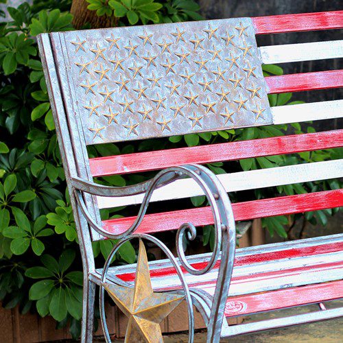 American Flag Iron Garden Bench-4