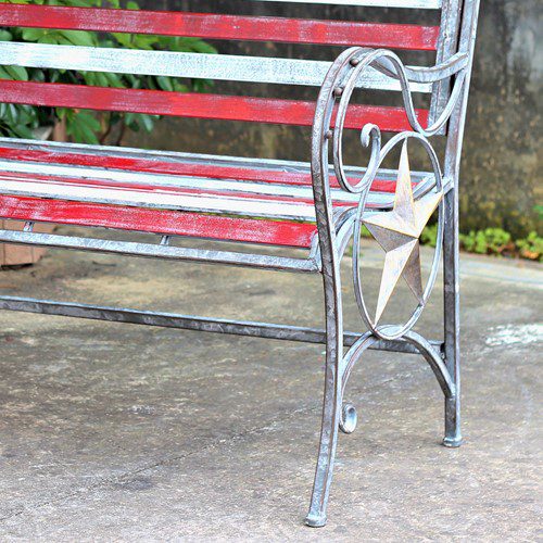 American Flag Iron Garden Bench-5