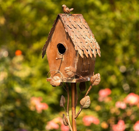 Country Style Iron Birdhouse Stake 