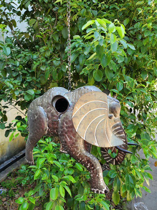 Galvanized Hanging Elephant Birdhouse