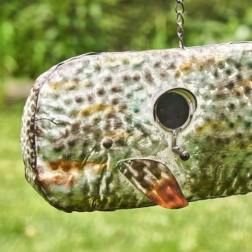 Galvanized Hanging Whale Birdhouse