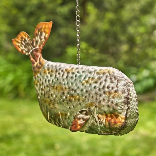 Galvanized Hanging Whale Birdhouse