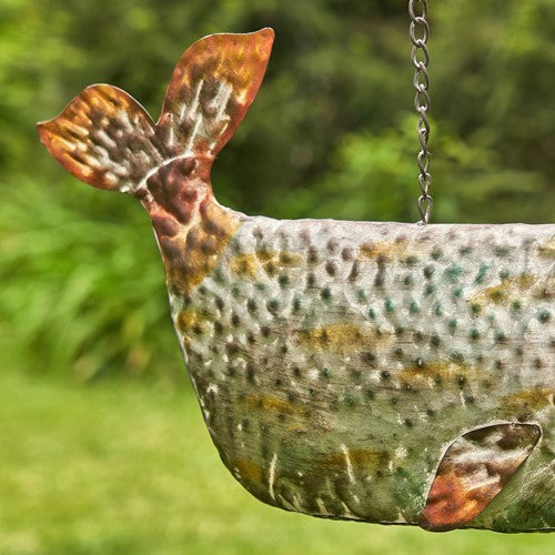 Galvanized Hanging Whale Birdhouse