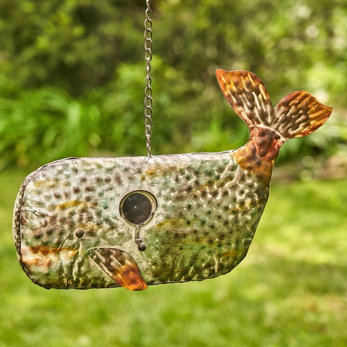 Galvanized Hanging Whale Birdhouse