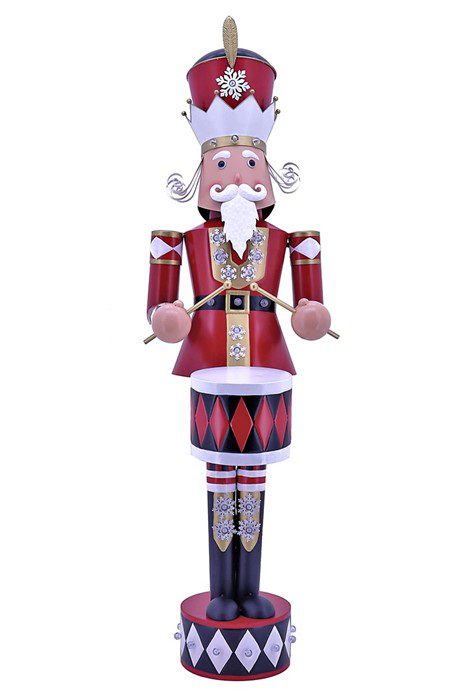 Large Iron Christmas Nutcracker George with Drum & LED Lights