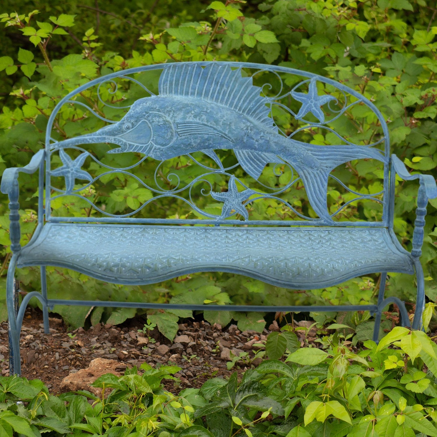 Coastal Swordfish Bench with Curved Seat