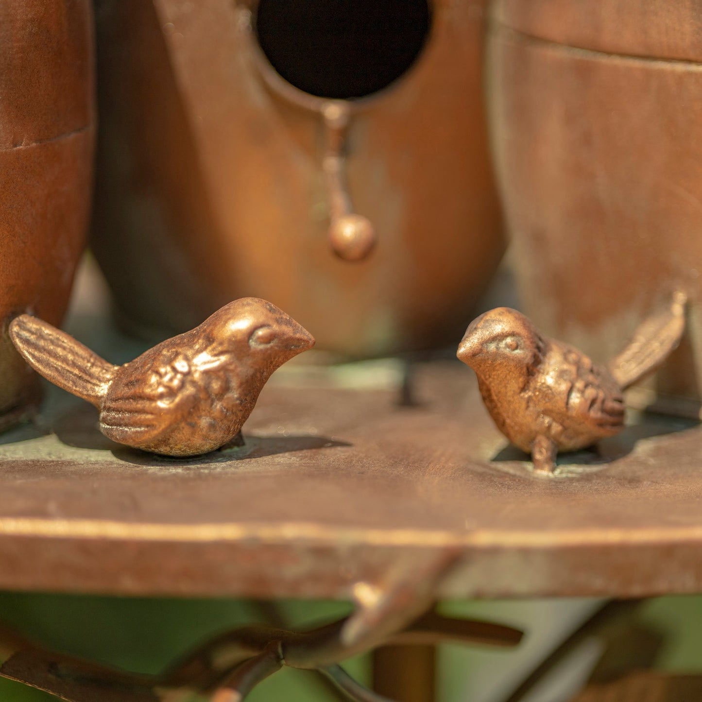 Copper Triple Mushroom shaped Bird House Stake