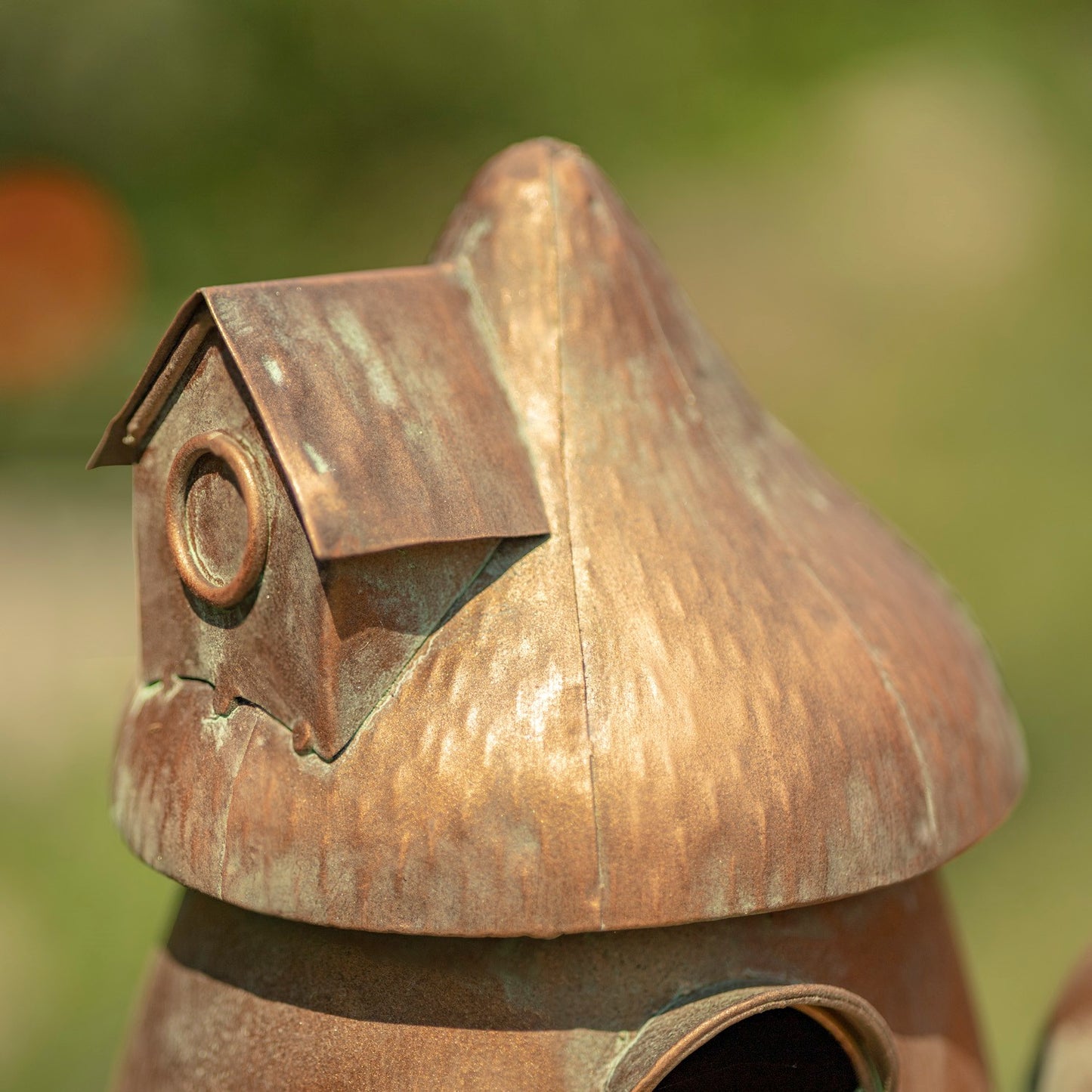 Copper Triple Mushroom shaped Bird House Stake