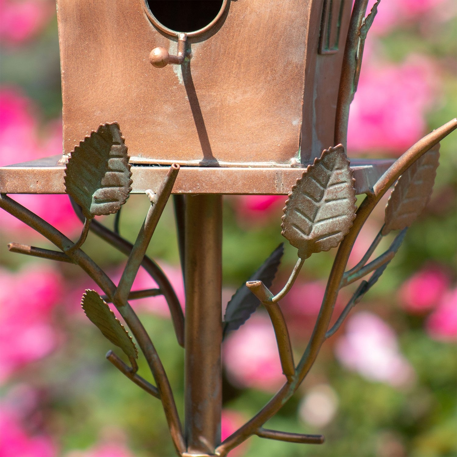 Copper Bird House Stake with A-Frame Roof