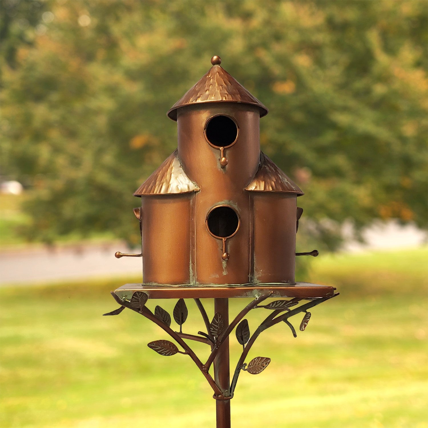 Copper Triple Birdhouse Stake