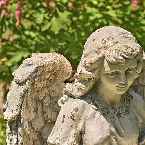 24" Tall Kneeling Angel Birdbath